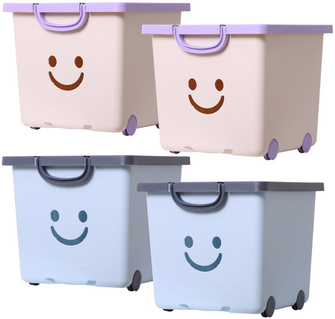 BONOHOUSE 現代快樂收納箱 藍色 2入 + 象牙白 2入, 混合色, 1套