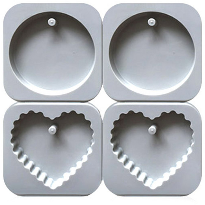 실리콘 몰드 원형 핑킹하트 타블렛 4구, 랜덤 발송