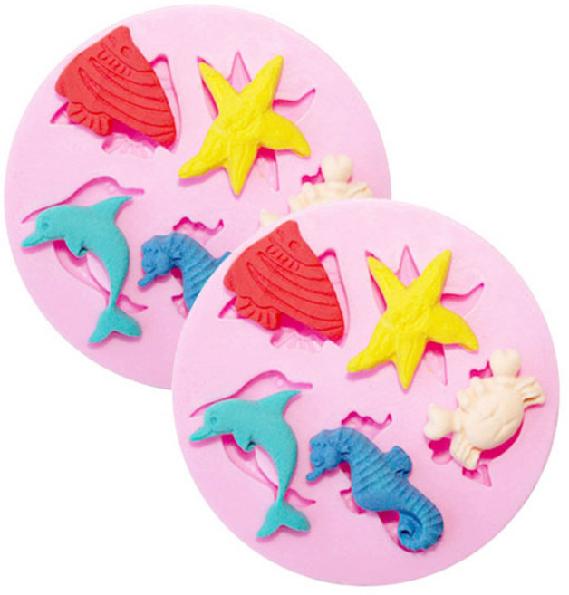 케이지 실리콘 다용도몰드 수제 데코 바다친구들 5구 2p, 랜덤 발송