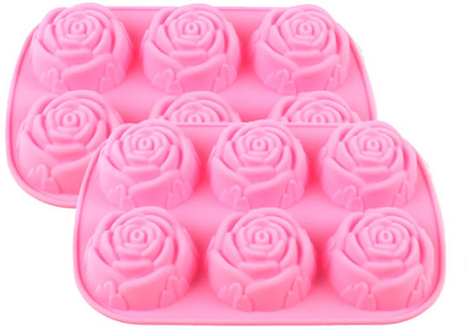 실리콘 다용도몰드 잎사귀장미 6구 2p, 랜덤 발송