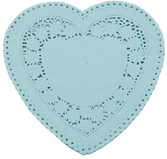 도나앤데코 산레오 하트 도일리 페이퍼 9cm, 블루, 40개