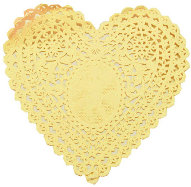 도나앤데코 산레오 디테일 하트 도일리 페이퍼 14.5cm, 옐로우, 30개