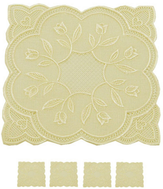 도나앤데코 PVC 레이스 컵 받침 사각, 5개