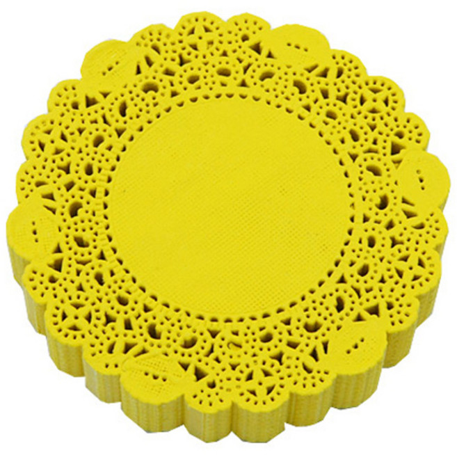 도나앤데코 엘리니 도일리 페이퍼 10cm, 옐로우, 250개