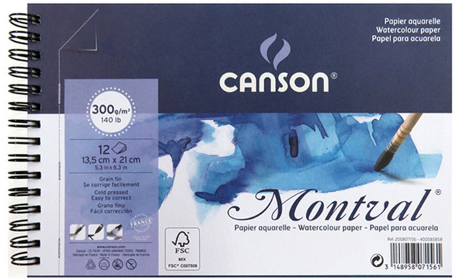 캔손 몽발 스프링 제본 전문가용 스케치북, 13.5 x 21 cm, 12매, 1개