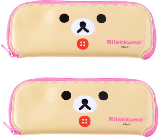 리락쿠마 예쁜 수저케이스 얼굴, 핑크, 2개