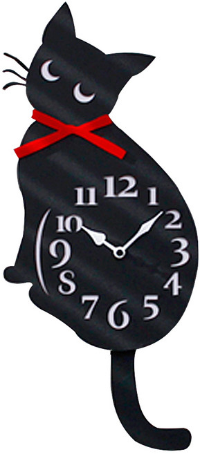 스위트하트 리본 고양이벽시계, 블랙