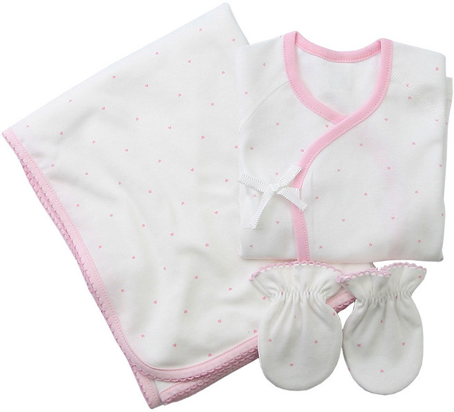 베이비베어 신생아용 하트 배냇저고리 + 손싸개 + 속싸개 3종세트