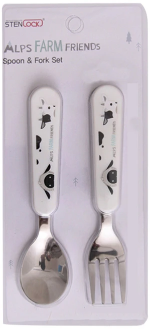 스텐락 알프스 팜 스토리 유아 스푼포크세트, 혼합 색상, 1세트 - 쿠팡