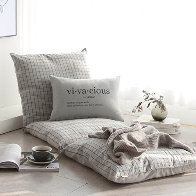 데코뷰 베이직체크 워싱 3단방석 겸 쇼파패드 솜포함, 그레이 + 블랙