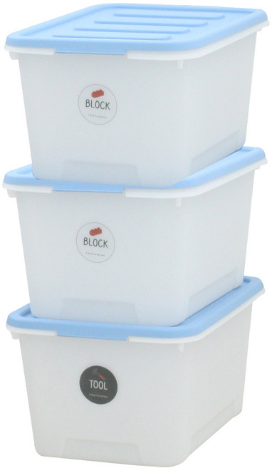 가쯔 멀티블럭 리빙박스, 블루, 24L, 3개