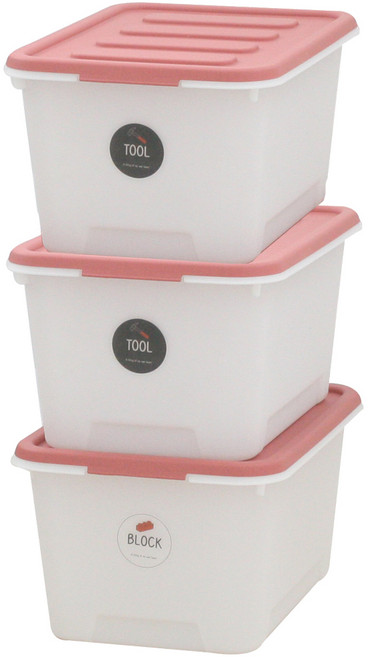 가쯔 멀티블럭 리빙박스, 레드, 24L, 3개