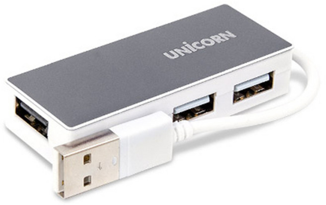 유니콘 USB2.0 4포트 무전원 USB허브 RH-A40, 그레이, 1개