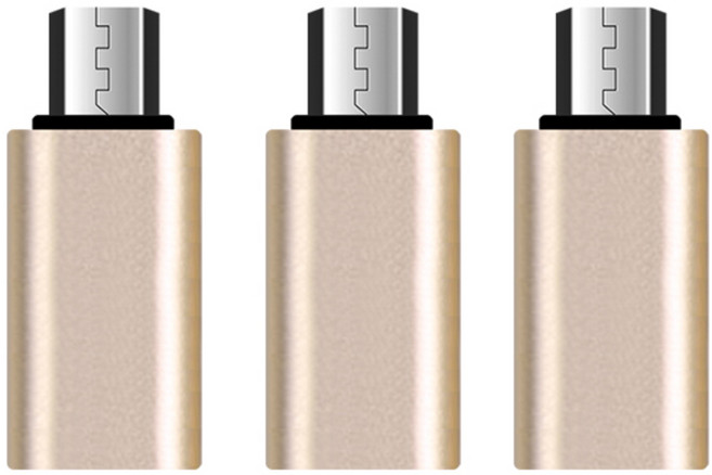 칼론 USB TYPE C to micro 5pin 변환젠더, 28mm, 골드, 3개