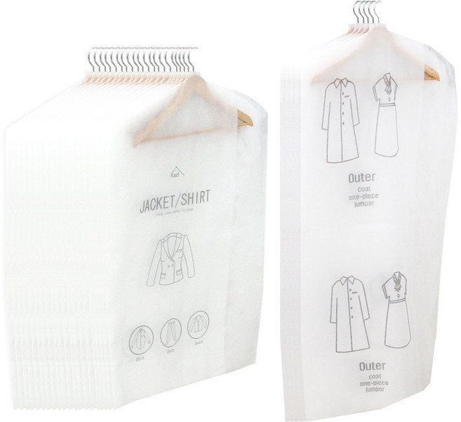 가쯔 화이트 베이직 옷커버 양복용 20p + 코트용 5p, 1세트