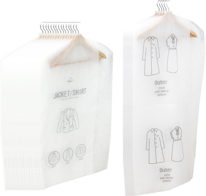 가쯔 화이트 베이직 옷커버 양복 15p + 코트 5p, 1세트