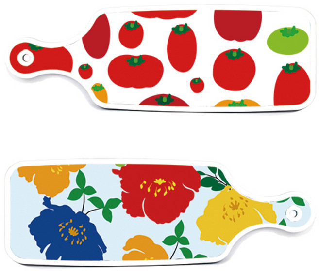 로엠디자인 서빙 도마 보드 2p 토마토 형상 세트, 토마토 형상, 국화 블루 옥색, 1세트
