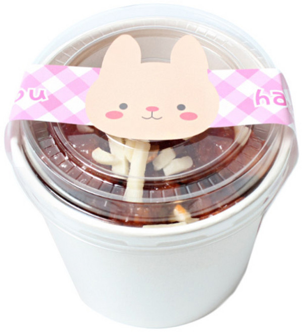 피크닉하우스 일회용 종이그릇 350ml + 투명 뚜껑 세트 20p + 토끼띠 스티커 20p, 1세트