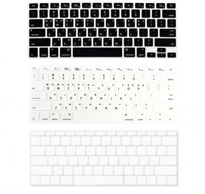 뉴비아 맥북전용 12인치 맥북 노트북 키스킨세트, 블랙, 투명, 화이트, 1세트