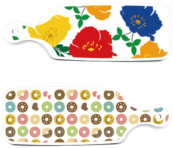 로엠디자인 국화블루화이트보드 서빙 도마 보드 2p 세트, 국화블루화이트보드, 도넛, 1세트