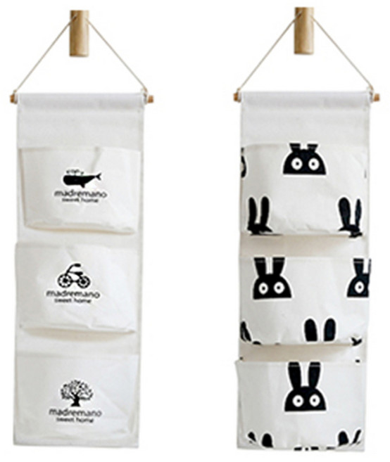 마켓감성 북유럽스타일 린넨 3포켓 수납포켓, 랜덤 발송, 2개