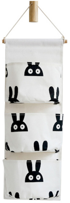 마켓감성 북유럽스타일 린넨 3단 수납포켓, 토끼, 1개