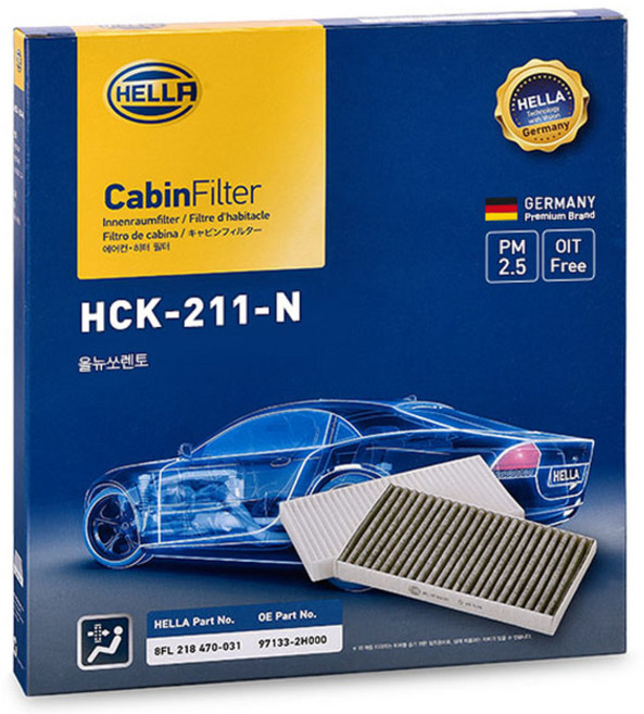 헬라 차량용 에어컨필터, HCK-211-N(올 뉴 쏘렌토, 더 뉴 쏘렌토), 1개