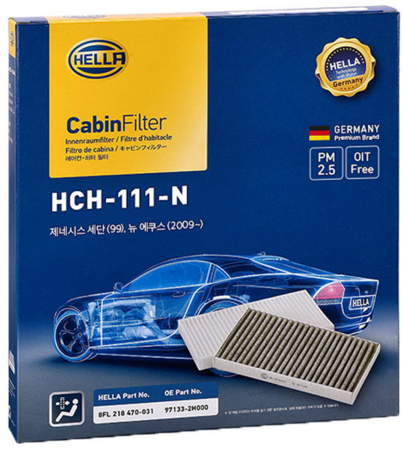 헬라 차량용 에어컨필터, HCH-111-N(G80, EQ900, 제네시스, 뉴 에쿠스), 1개