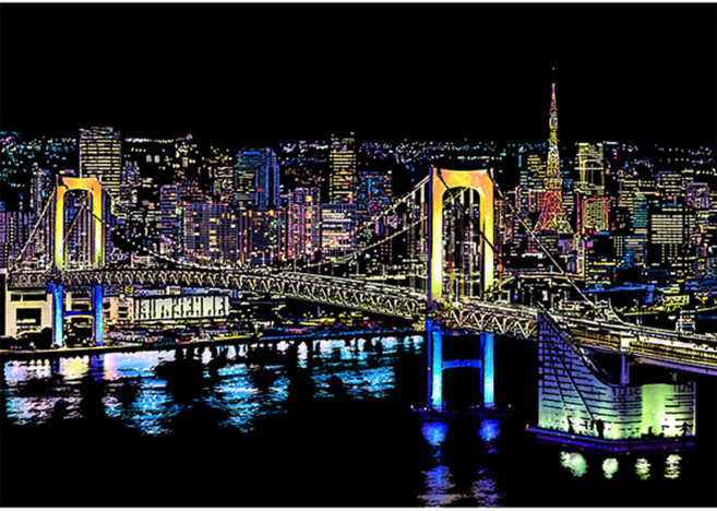 ARTJOY DIY 刮刮夜景 40.5 x 28.5 cm, 東京彩虹大橋, 1個