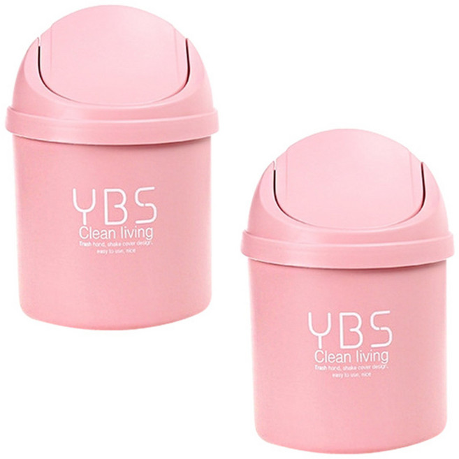 더자카 파스텔 미니 돔 휴지통 2p, 핑크