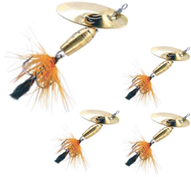 다미끼 골드 윙 스피너 플라이훅 1/16oz 4p 세트, GOLD, 1.8g, 1세트