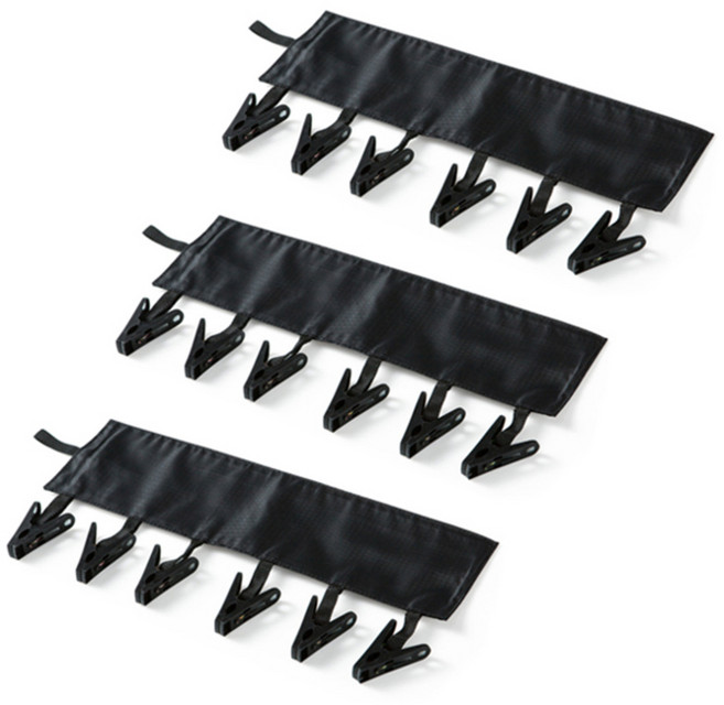 마켓감성 욕실 6집게 수건걸이, 블랙, 3개