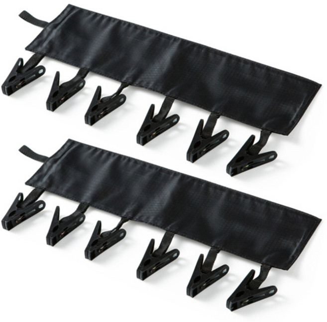 마켓감성 욕실 6집게 수건걸이, 블랙, 2개