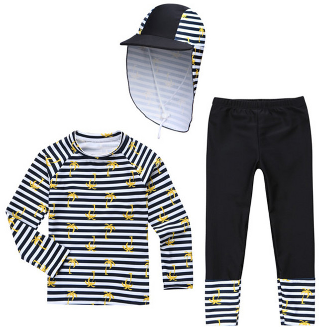 에스티홀리데이 아동용 래쉬가드 상의 + 9부 워터레깅스 + 플랩캡 세트