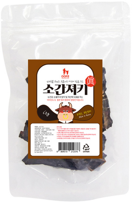 웁스 반려견 져키 수제간식, 소간, 60g, 1개