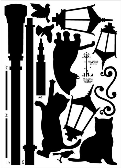 시트나라 포인트 스티커 WDS-009, 등과고양이, 50 x 70cm