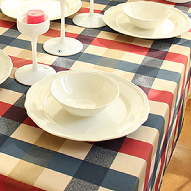 리빙듀오 북유럽풍 체크 식탁보, 혼합 색상, 대(140 x 180 cm)