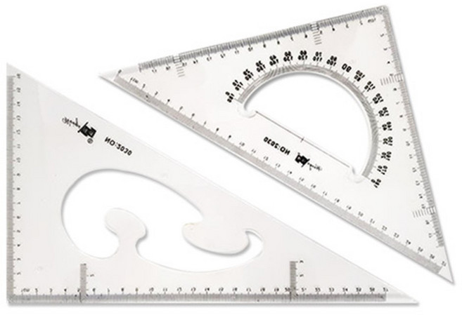 블루마토 삼각자 2종 세트 1 NO.2030, 혼합 색상, 2세트