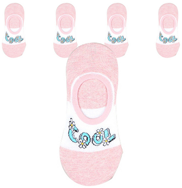 주크 플라워 텍스트 덧신 양말 5족