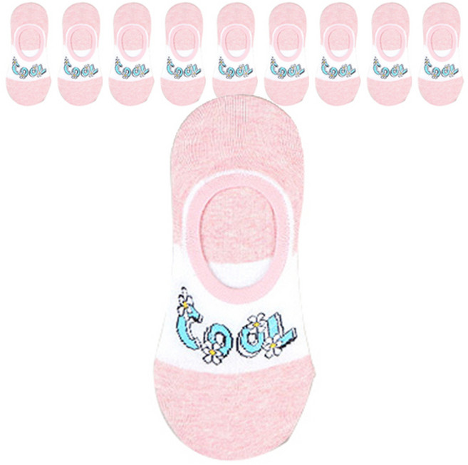 주크 플라워 텍스트 덧신 양말 10족