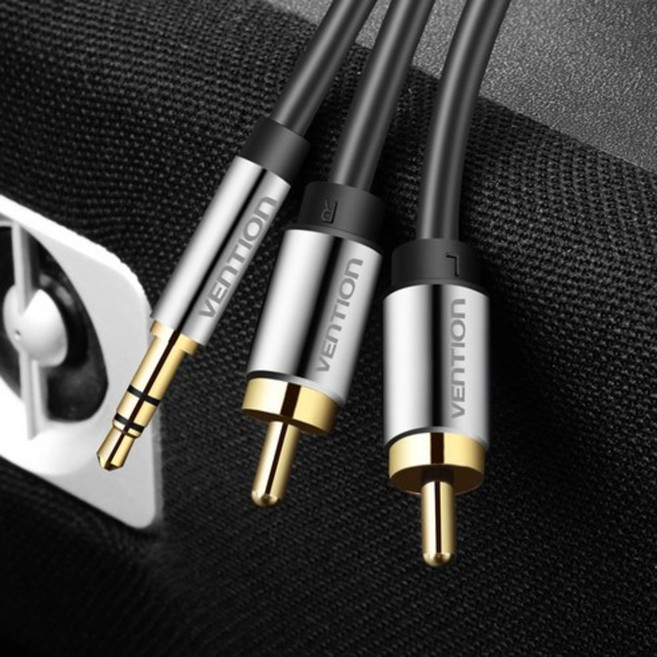 벤션 무산소 3.5mm 스테레오 to 2 RCA 오디오 케이블 03 블랙 1.5m