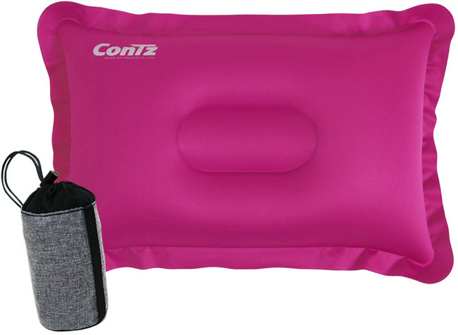 콘츠 스퀘어 퀵 에어베개 + 파우치, 레드핑크, 1세트