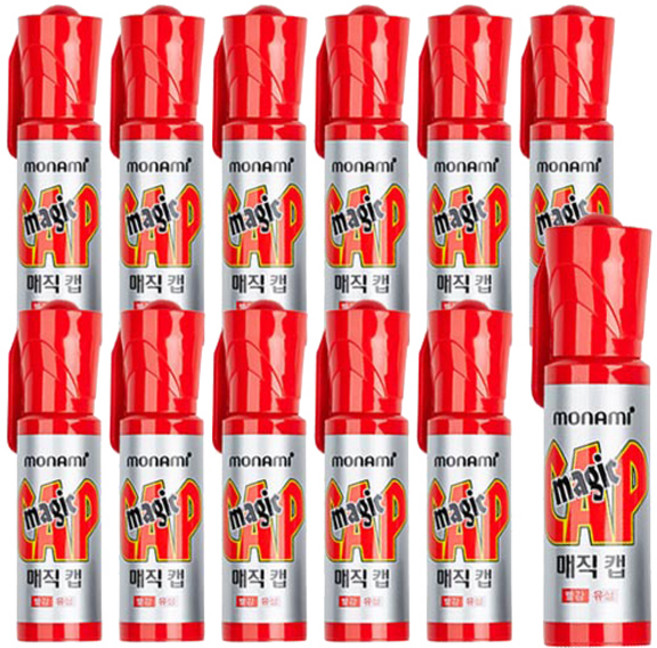 모나미 매직캡, 적색, 12개