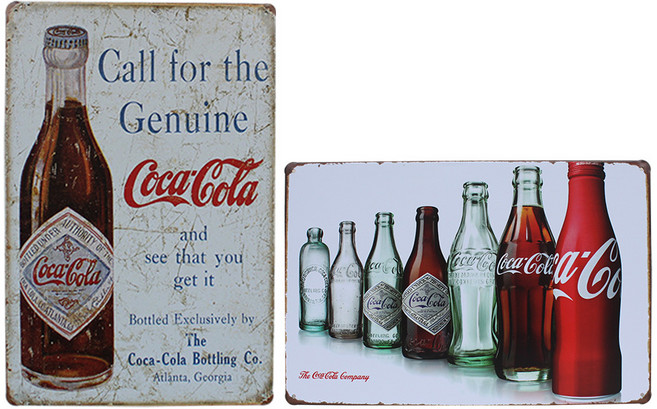 퍼닉 빈티지 틴액자 2p 세트 화이트 + 코카보틀