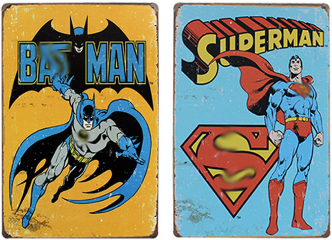 빈티지 틴액자 2p 세트 블루맨 + 블랙맨