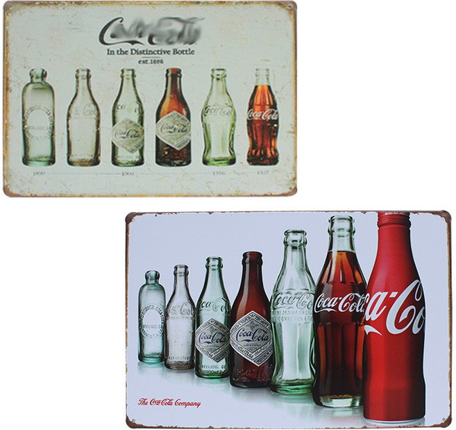 빈티지 틴액자 2p 세트 콜라 + 코카보틀