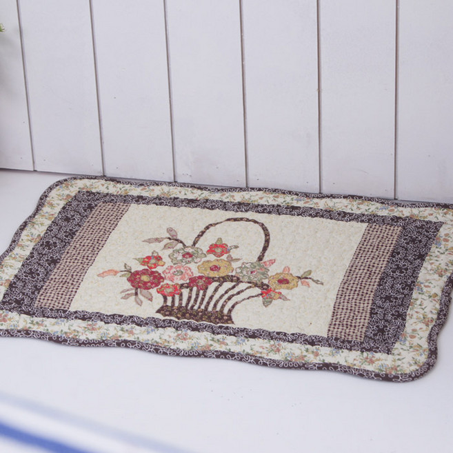 순면 워싱 발매트, 꽃바구니브라운