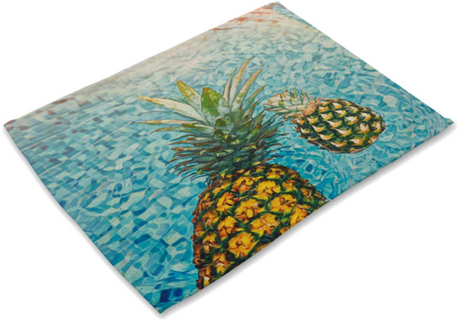 리빙팝 파인애플 일러스트 테이블매트, 12, 42 x 32 cm, 1개