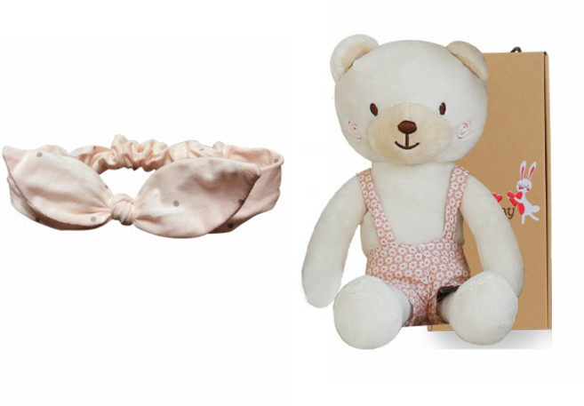 코니베이비 오감발달 애착인형 꼬마 베베 + 오가닉 핑크헤어밴드 + 선물박스, 1세트