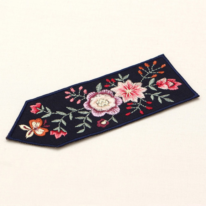 한복용 오각 꽃 자수장식 부자재, 곤색, 1개
